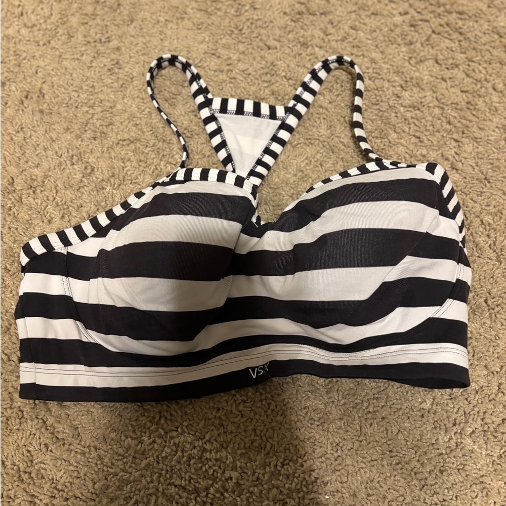 Victoria's Secret Black and White Striped Bra - Size 36DD